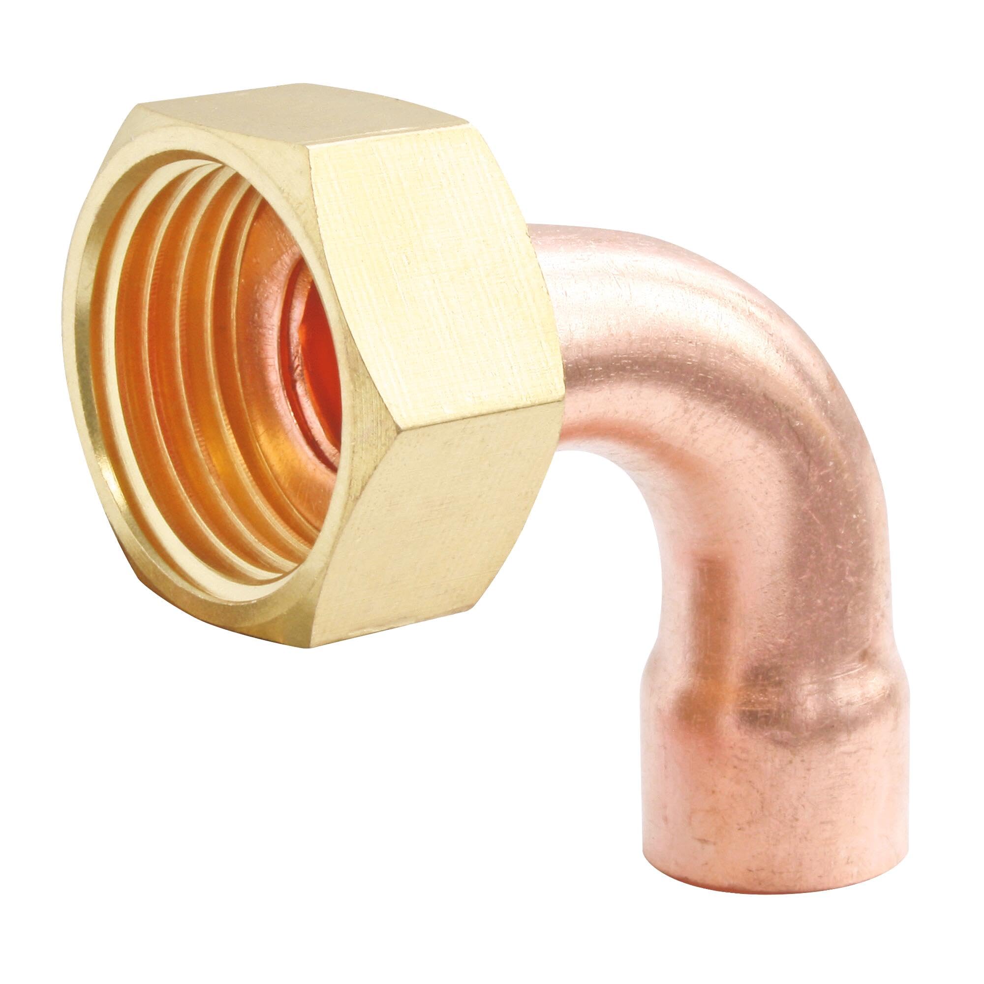 SOMATHERM //694-14-15, Copper Elbow Connector Welding Swivel nut for Plumbing, Ideal for Domestic Water Systems and Heating, complies with Current regulations, Gray, Ø14 / écrou 15/21