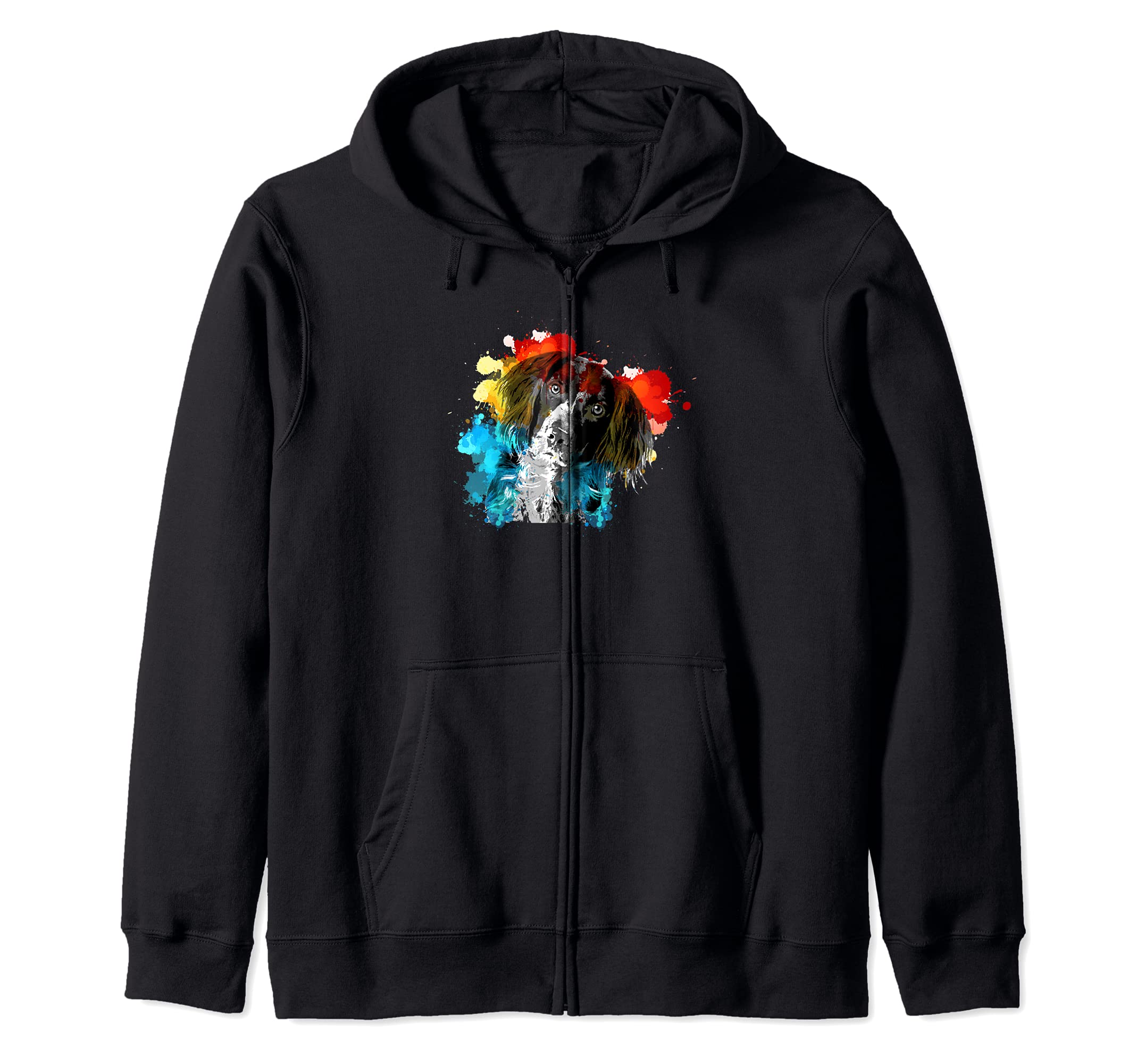 Kleiner Münsterländer Colorful colors dogs head Zip Hoodie
