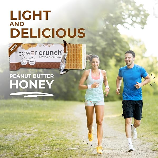 POWER CRUNCH PROTEIN WAFER BARS, HIGH PROTEIN SNACKS WITH DELICIOUS TASTE, PEANUT BUTTER HONEY, 1.4 OUNCE (12 COUNT)
