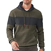 Dokotoo Men Men's Casual Sweatshirts Long Sleeve Drawstring Color Block Pullover Graphic Hoodies with Pockets