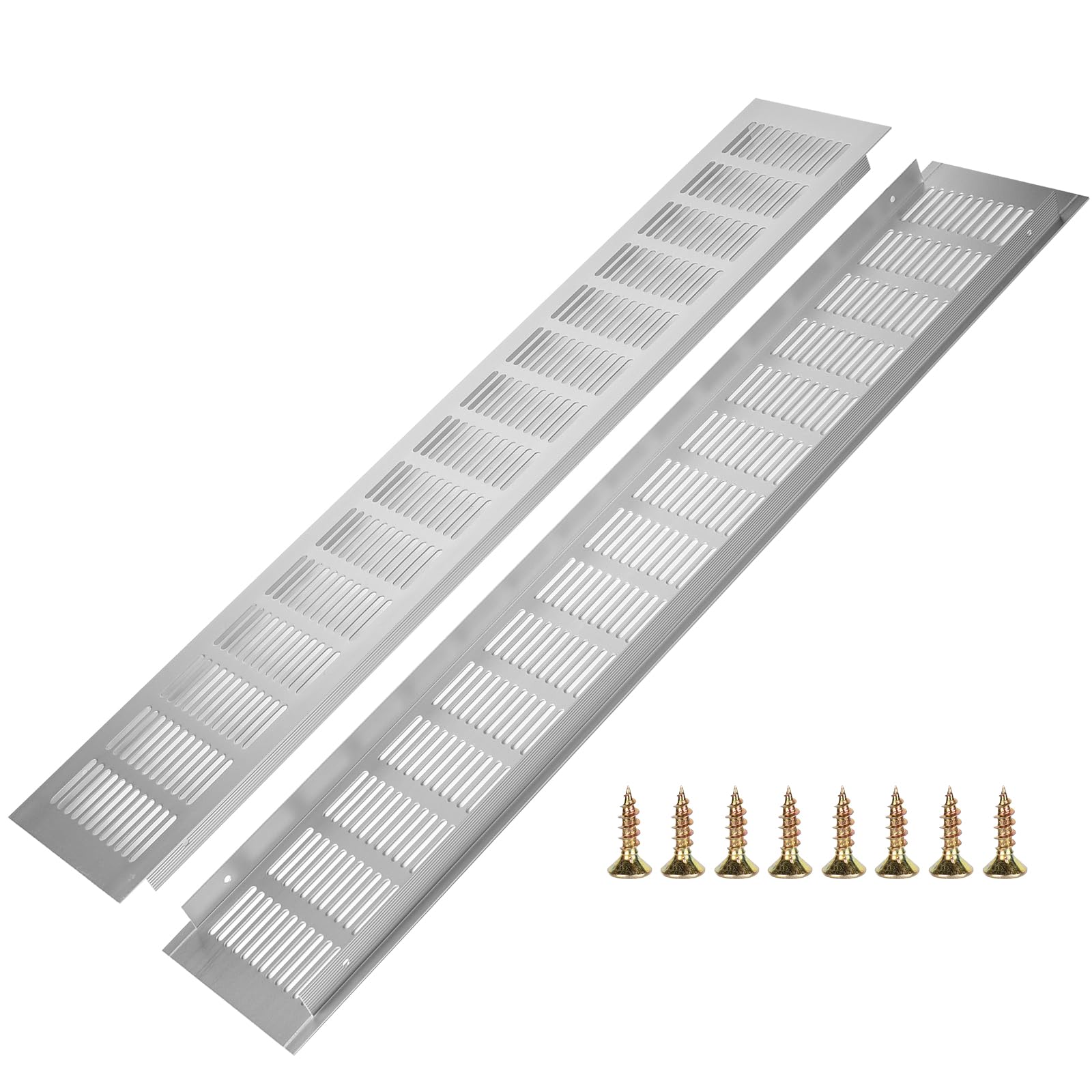 2PCS Air Vent Grille Cover, Aluminum Alloy Kitchen Air Vent Cover Cupboard Vents Wardrobe Fridge Vent Louvred Wall Vent Grille Ventilation Cover with Screw 100mm x 600mm — image 1