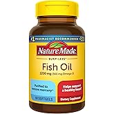 Nature Made Burp Less Fish Oil Omega 3 Supplements, 1200 mg Softgels, EPA DHA Omega 3 Fish Oil Supplements for Healthy Heart Support, 60 Softgels, 30 Day Supply