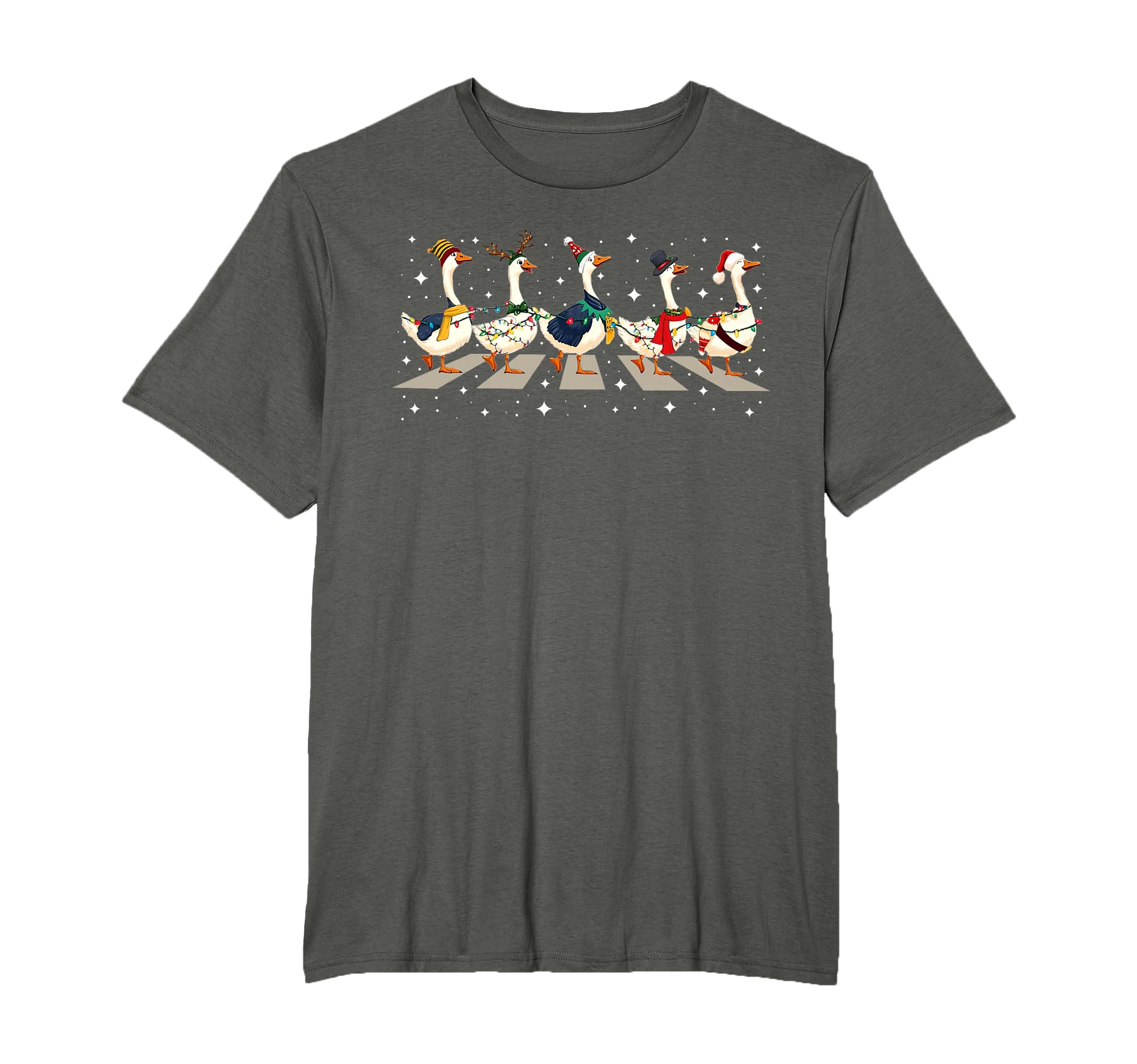 View 1 of *** BLUE *** Duck Bird Lover Funny Santa Ducks Crossing Road Christmas PJ T-Shirt