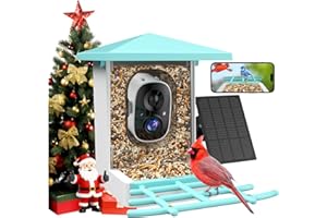 ISYOUNG Smart Bird Feeder with Camera, AI Identify 16,000+ Birds, 5W Solar, 170° View, Motion Detection – Ideal Gift for Bird Lovers