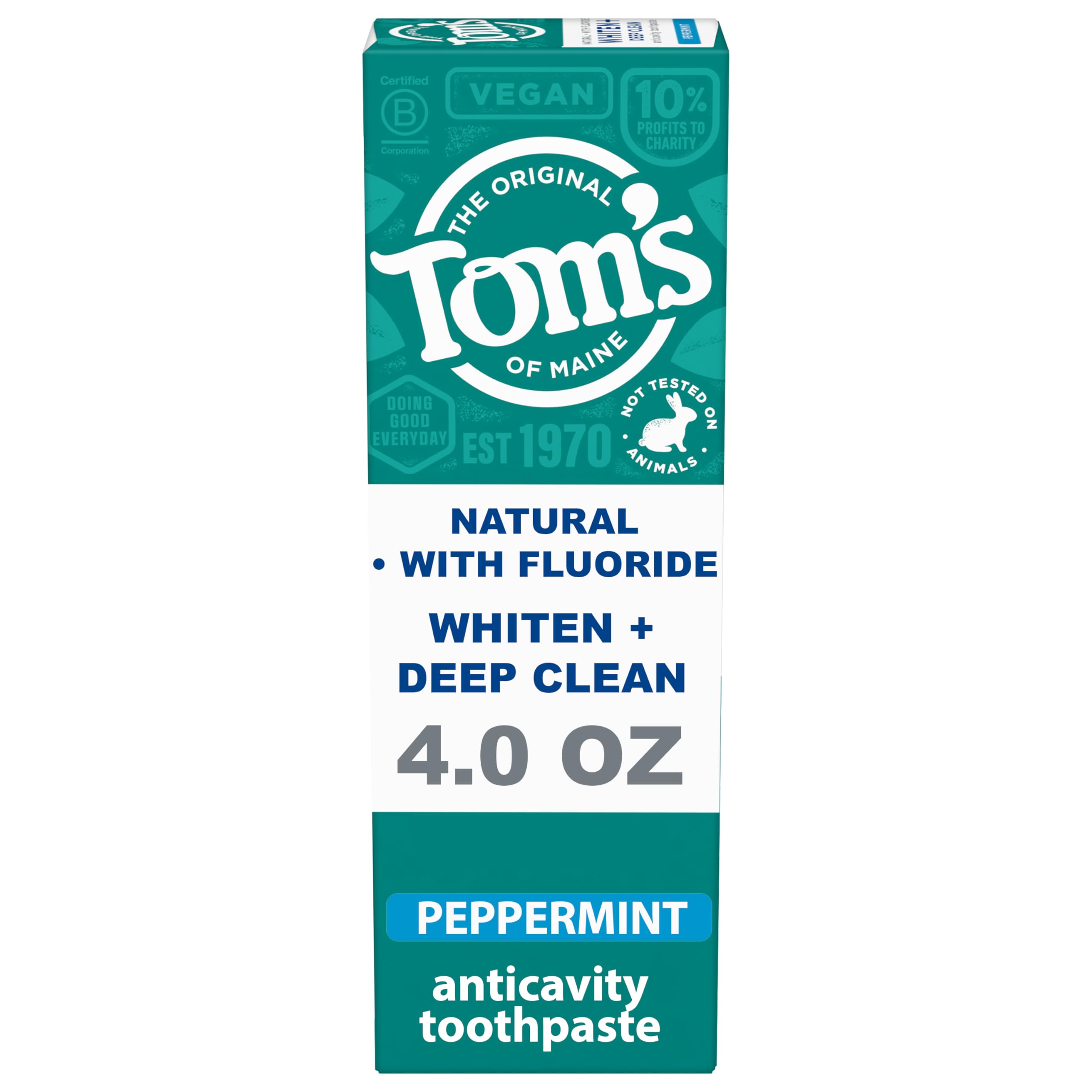 Photo 1 of Tom’s of Maine Whiten Plus Deep Clean Whitening Toothpaste, Natural Whitening Toothpaste with Plant-Based Cleansers, Enamel Safe Formula, Whitens Without Causing Sensitivity, Peppermint, 4.0 oz exp date 06/2027