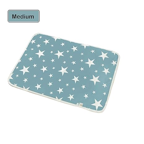 Syga Baby Waterproof Dry Sheet, Washable Reusable Bed Protector (Blue Star, Medium-50 x 70 cm)