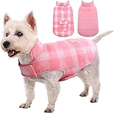 Kuoser Dog Winter Coat, Reversible Dog Jacket, Warm Doggie Coat British Style Puppy Cold Weather Vest, Windproof Pet Clothes Vest for Small Dogs, Pink S