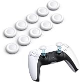 NEWDERY Joystick Replacement Grip Caps for PS5/PS4 Controller | Silicone Thumb Grip Cap Replacement Set, Anti-Slip Design, Compatible with PS5/PS4 Controller, White, 10-Pack