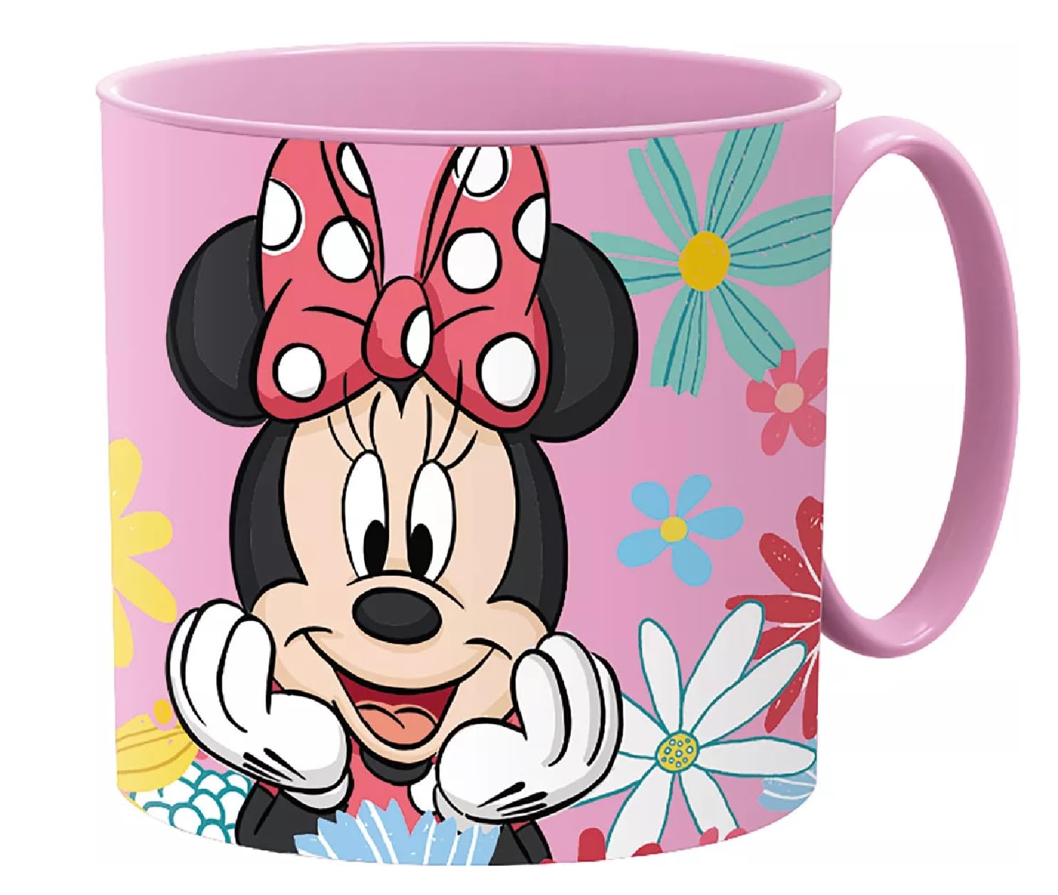 Golddunes Cartoon Kids Character Cute Mini Tiny Mug 265ML Drinking Re-Usable Plastic Cup Microwave Safe 7.5cm x 7.5cm (Minnie Pink)