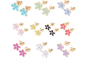 10 Pairs Hypoallergenic Sutd Earrings for Girls Sensitive Ears with Stainless Steel Post - Assorted Sytle and Vivid Color Earrings Set