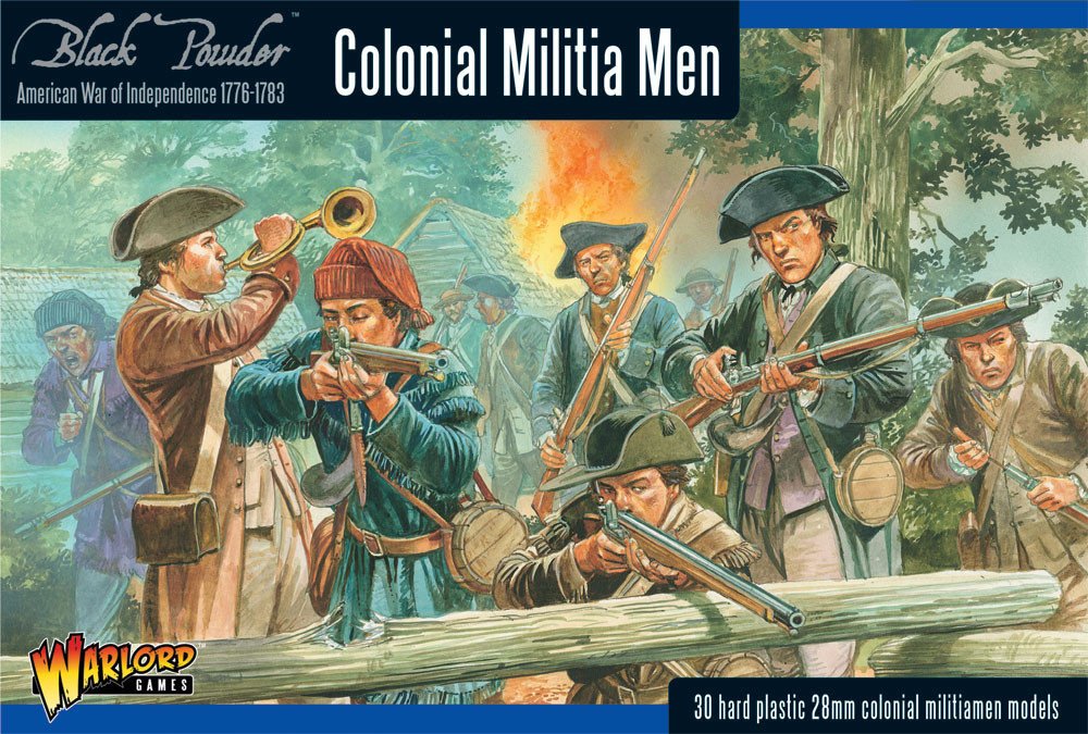 Warlord Games Colonial Militia Men - 28mm Scale Plastic Miniatures for Black Powder Highly Detailed American War Of Independence Era for Table-top Wargaming