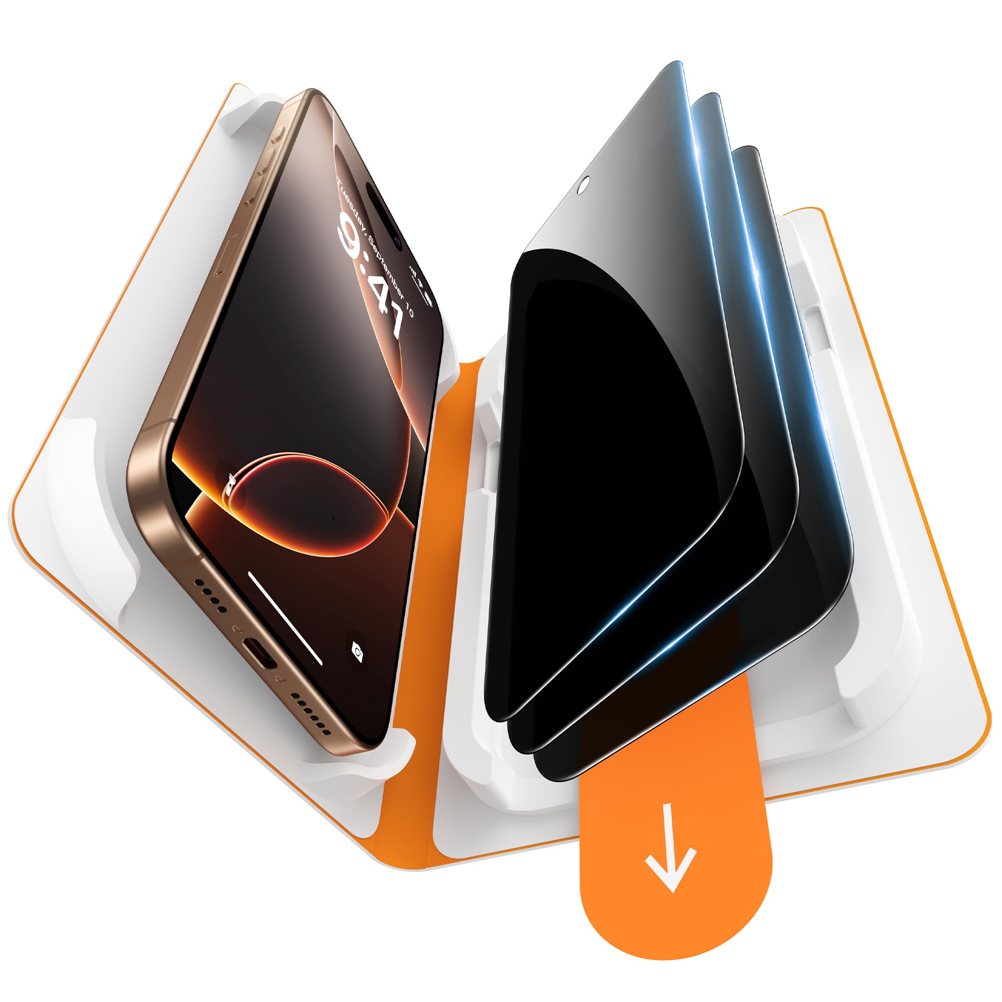 GolbinBox 3-Pack Privacy Screen Protector for iPhone 16 Pro Max 6.9 Inch,Military-Grade Shatterproof Anti-Spy HD Tempered Glass with Installation Tray,Dust and Bubble Free ,9H Hardness,Anti - Fingerprint
