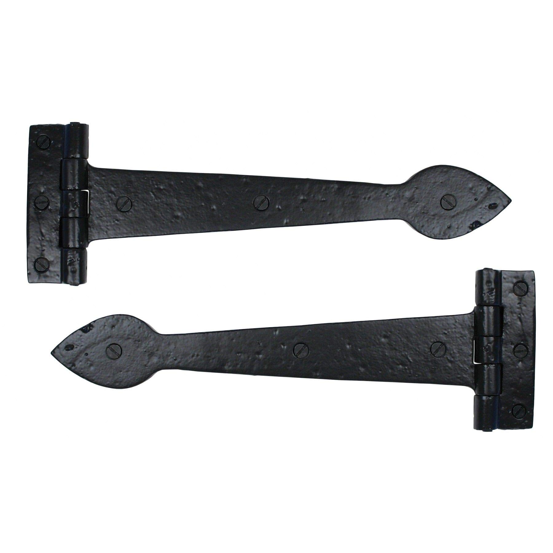 From The Anvil Black Smooth 12 Inch Cast T Hinge (Pair)