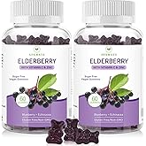 AFXMATE Sambucus Black Elderberry Gummies with Zinc and Vitamin C for Adults Kids Immune Support, Sugar Free 120 Counts