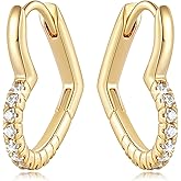 KOTLAS Gold Earrings 14K Gold Hoop Earrings for Women with Cubic Zirconia Classic Heart Design Dainty Statement Earring for Women Trendy