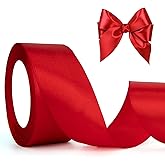 Red Valentines Ribbon for Flower Bouquet Red Satin Ribbon 1 1/2 Inch 25 Yards Ribbons for Crafts Satin Ribbon Gift Wrapping Ribbon Making Christmas Ribbon Christmas Tree Ribbon Roses Floral Ribbon