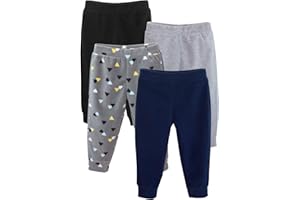 GLASH Kids Toddler and Baby Boys and Girls Unisex Warm Microfleece Pants 4-Pack