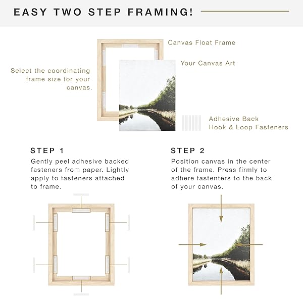 MCS CANVAS FLOAT FRAMES 16X20 FRAME, NATURAL WOODGRAIN FOR FINISHED CANVASES, VERTICAL & HORIZONTAL WALL HANGING LARGE WITH ADHESIVE FOR CANVAS PAINTINGS (1-PACK)