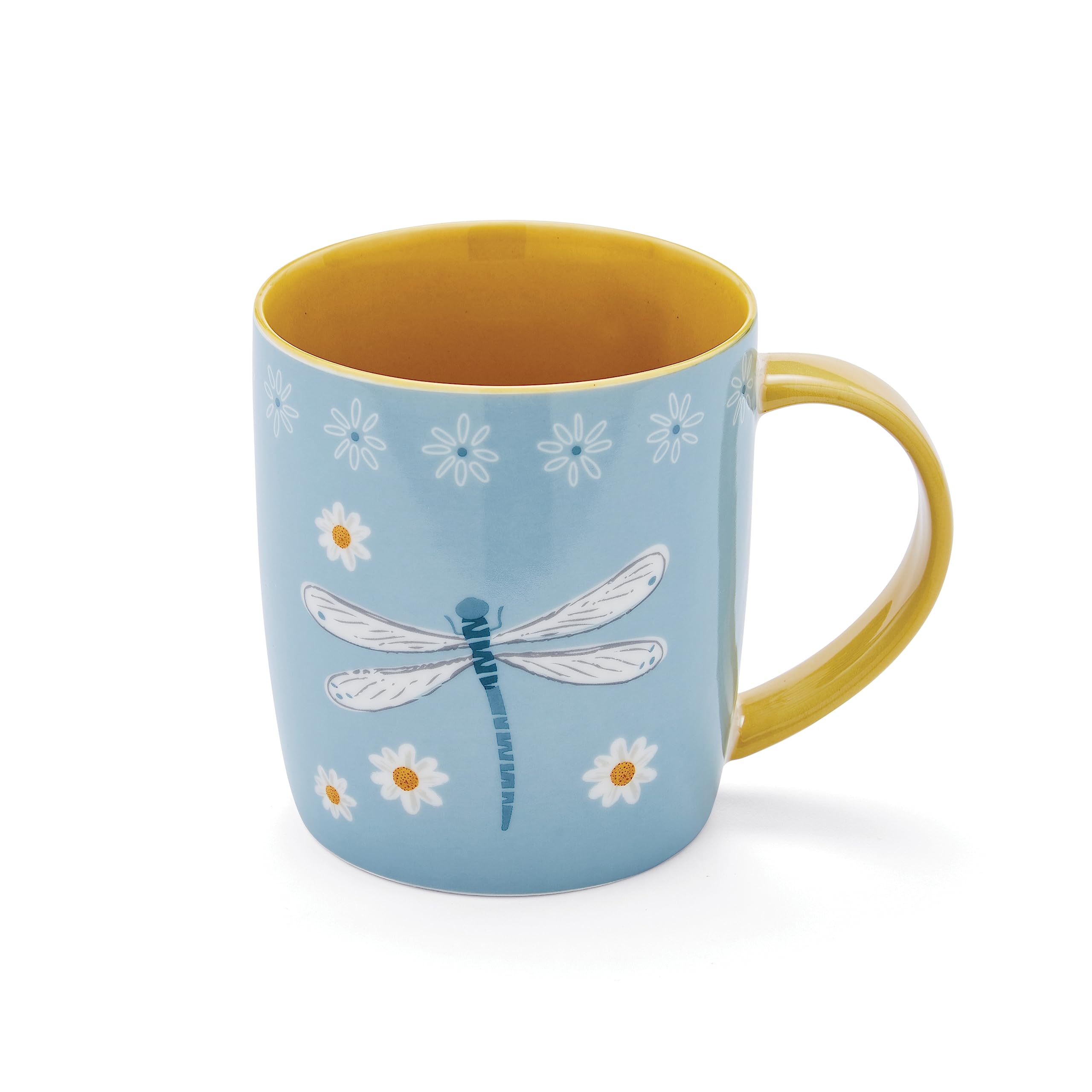 Cooksmart British Designed Barrel Coffee Mug | Ceramic Coffee Mugs for Home or Work | Large Mugs for Hot Drinks | Tea and Coffee Cups - Dragon Flies