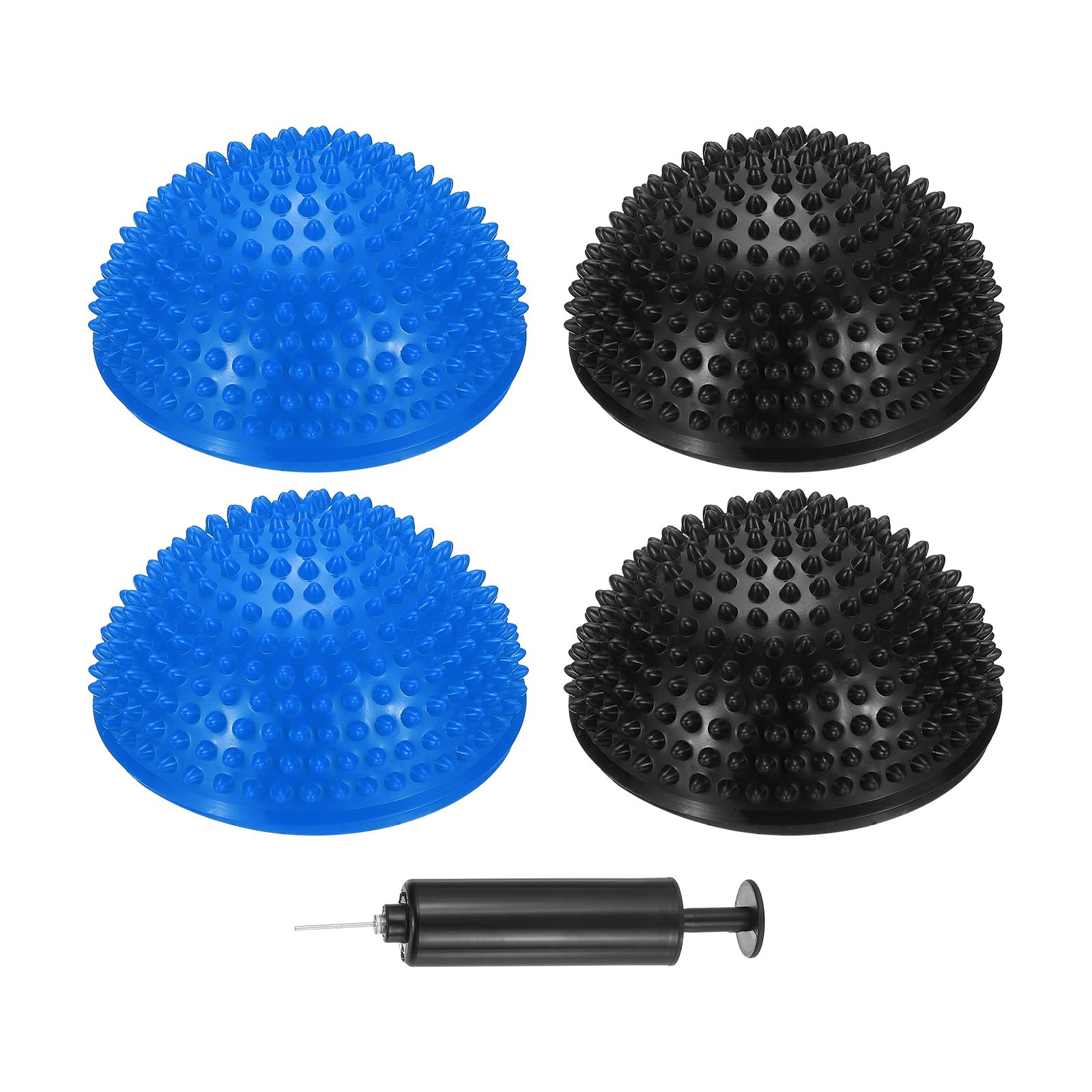 PATIKIL 4 Pcs Half Spiky Domes Balance Pods, Blue/Black PVC, 6.7x3.1 Inch, Adult Balance Trainer Dots with Hand Pump