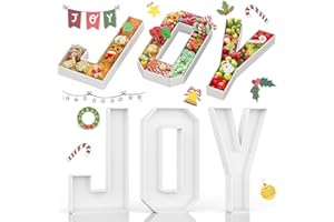 KAINSY JOY Letters for Christmas Party Decorations, 13.7 Inch Charcuterie Cardboard Letters Fillable Paper Mache Letter Trays for Cookies Candy Cake Food Display Letter Box for Xmas New Year Holiday Party
