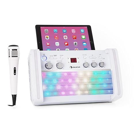 auna DiscoFever 2.0 Bluetooth-Karaokeanlage • Karaoke-Maschine • Karaoke-Set • CD-/CD+G-Player • Disco-LED • Halterung • inkl