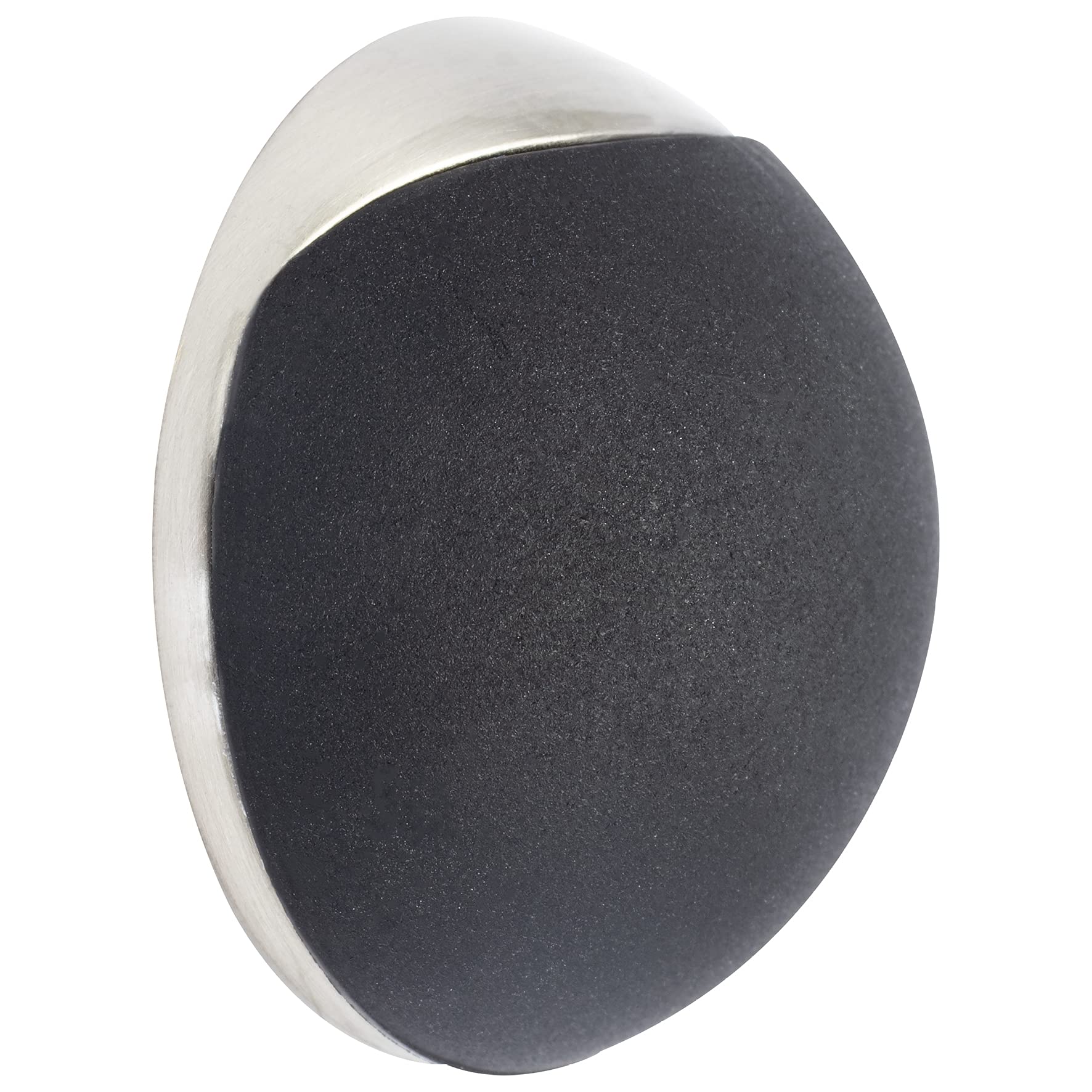 Wagner Doorstop Screw OR Glue Wall - Ø 38 x 15 mm, Stroke Bumper Made of die-cast zinc with Stainless Steel Look + Soft Black Thermostatic Rubber, to be Screwed or glued on Walls - 15513111