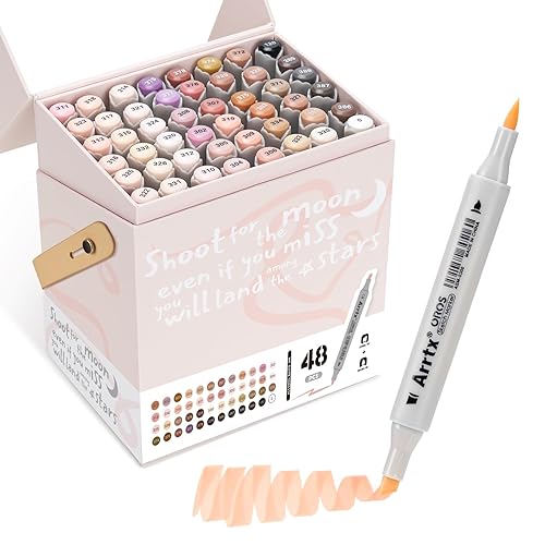 Arrtx Skin Tone Alcohol Markers Oros 48 Colors,Brush Chisel Tip
