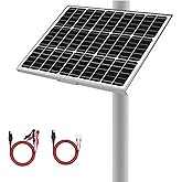 12V 30W Solar Battery Trickle Charger & Maintainer - Waterproof 30 Watt Solar Panel Built-in Ultra Smart MPPT Charge Controller + Adjustable Pole Mount Brackets for Pole Dia 1.5-3.0inch/40-80mm