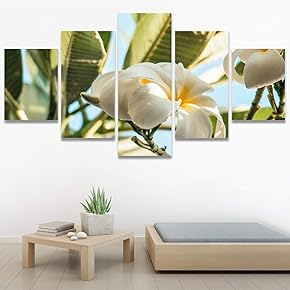 SIGNWIN 5 Panel Canvas Wall Art White Fields...