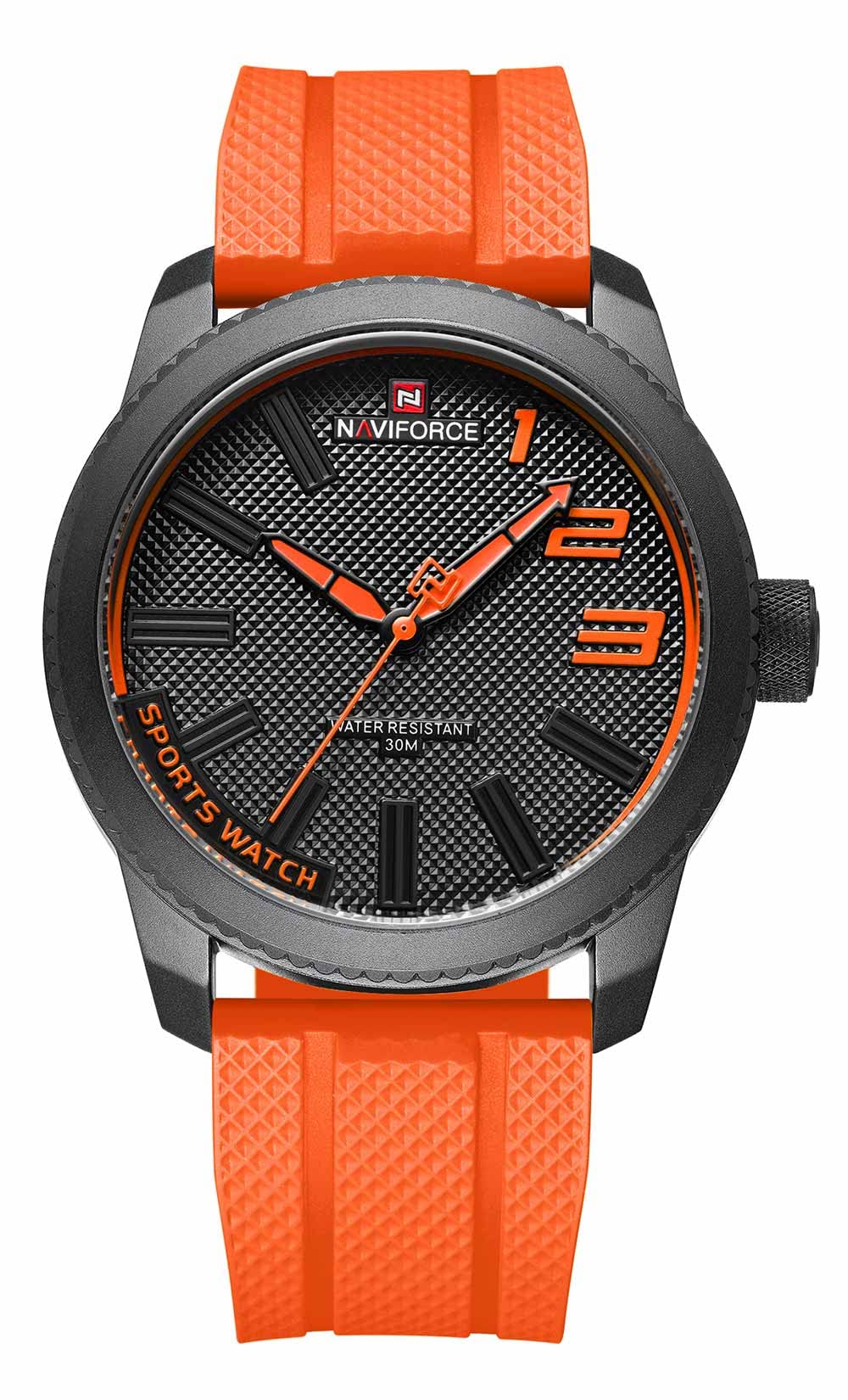 NANVIFORCE Fashion Watch with Silicone Strap Top Brand Luxury Men Watches Sport Waterproof Quartz Watches for Men, Orange, English