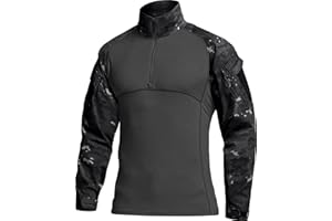 CQR Men's Combat Shirt Tactical 1/4 Zip Long Sleeve Military BDU Shirts Camo EDC Top with Pockets