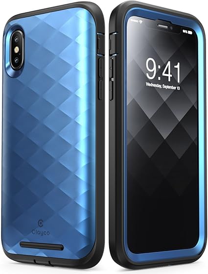 Amazon Clayco クレーコ Iphone X用 ヘラシリーズ フルボディ ラギッド ケース Hera Series Full Body Rugged Case With Built In Screen Protector For Apple Iphone X Iphone 10 17 Release Blue ブルー 並行輸入 スクリーンプロテクター
