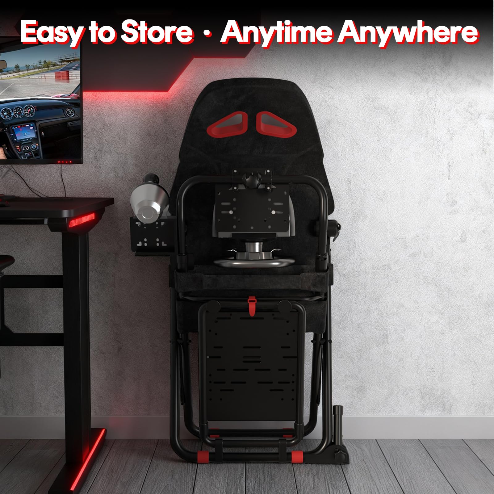 RACGTING Racing Simulator Cockpit for G920 G29 G923, Foldable Racing Simulator for Thrustmaster T248X T248 T300 T150 458 TX Xbox PS5 PS4 PC (Black)