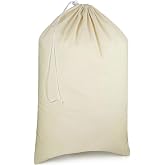 Urban Villa Laundry Bags 1-Pack 28&rdquo;x36" Extra-Large Cotton Canvas Heavy Duty Washable Durable Travel Laundry Sacks with Drawstring Closure Reusable Hamper Liners for Dirty Clothes Delicates &amp; Lingerie