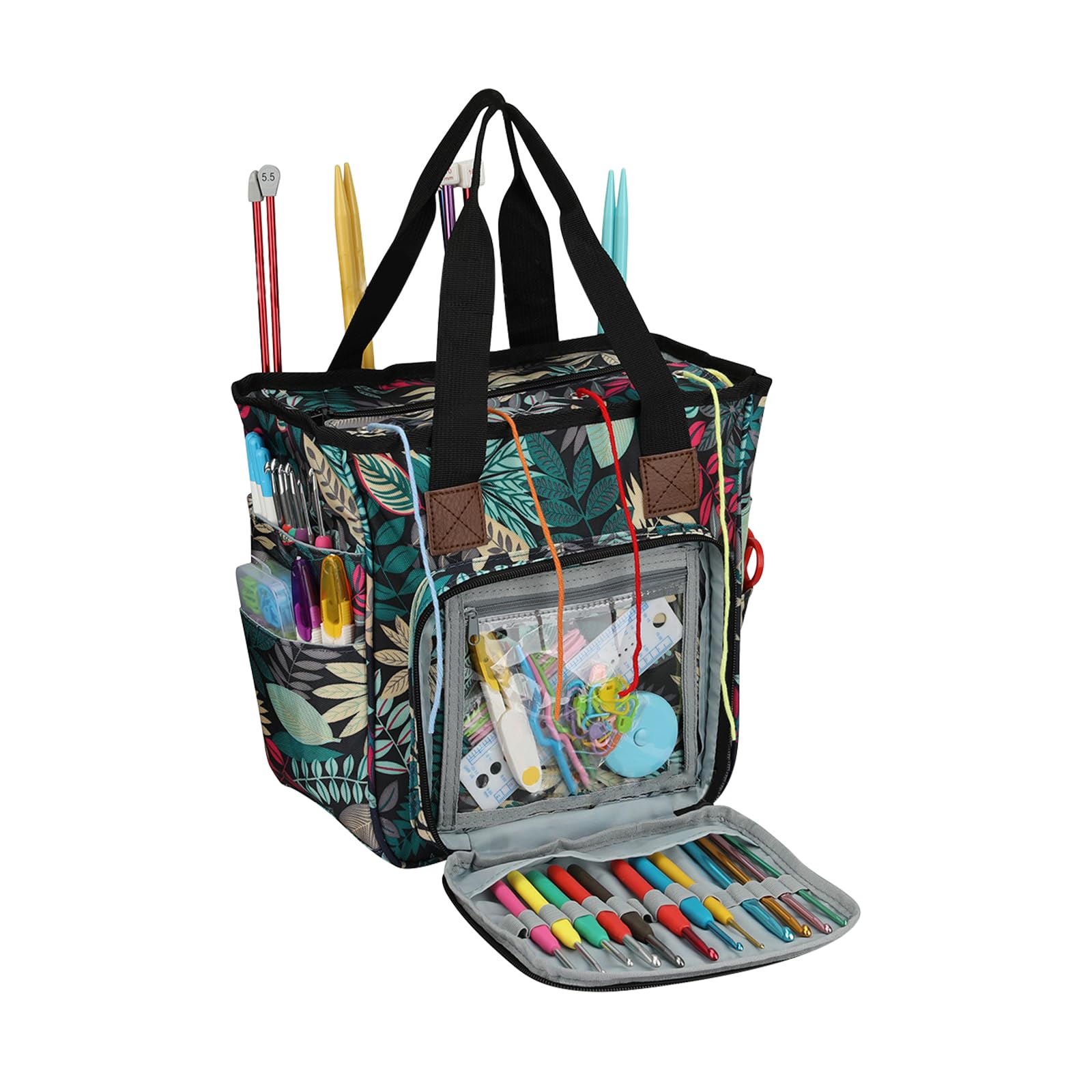 AIBAOBAO 2026 Knitting Bag crochet bag Yarn Storage Cross Stitch Crochet Organizer Portable crochet accessories with Inner Divider for Yarns Carrying Projects Knitting Needles Crochet Hooks Sewing Kit