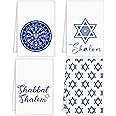 Preboun 4 Pcs Shabbat Towel Shabbat Shalom Challah Proofing Towel Jewish Shabbat Kitchen and Bathroom Towel Handmade Jewish for Housewarming Hostess