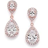 Mariell Cubic Zirconia Crystal Teardrop Dangle Bridal and Wedding Earrings, CZ Jewelry for Brides, Bridesmaids, Homecoming, Prom and Dressy Everyday Wear
