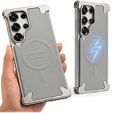 XAOVUIR Magnetic for Samsung Galaxy S25 Ultra Leather Case Fit for MagSafe, 4X Military Grade Protection, Frameless Slim Case for Samsung S25 Ultra Cover Anti-Fingerprint Anti-Scratch, Gray