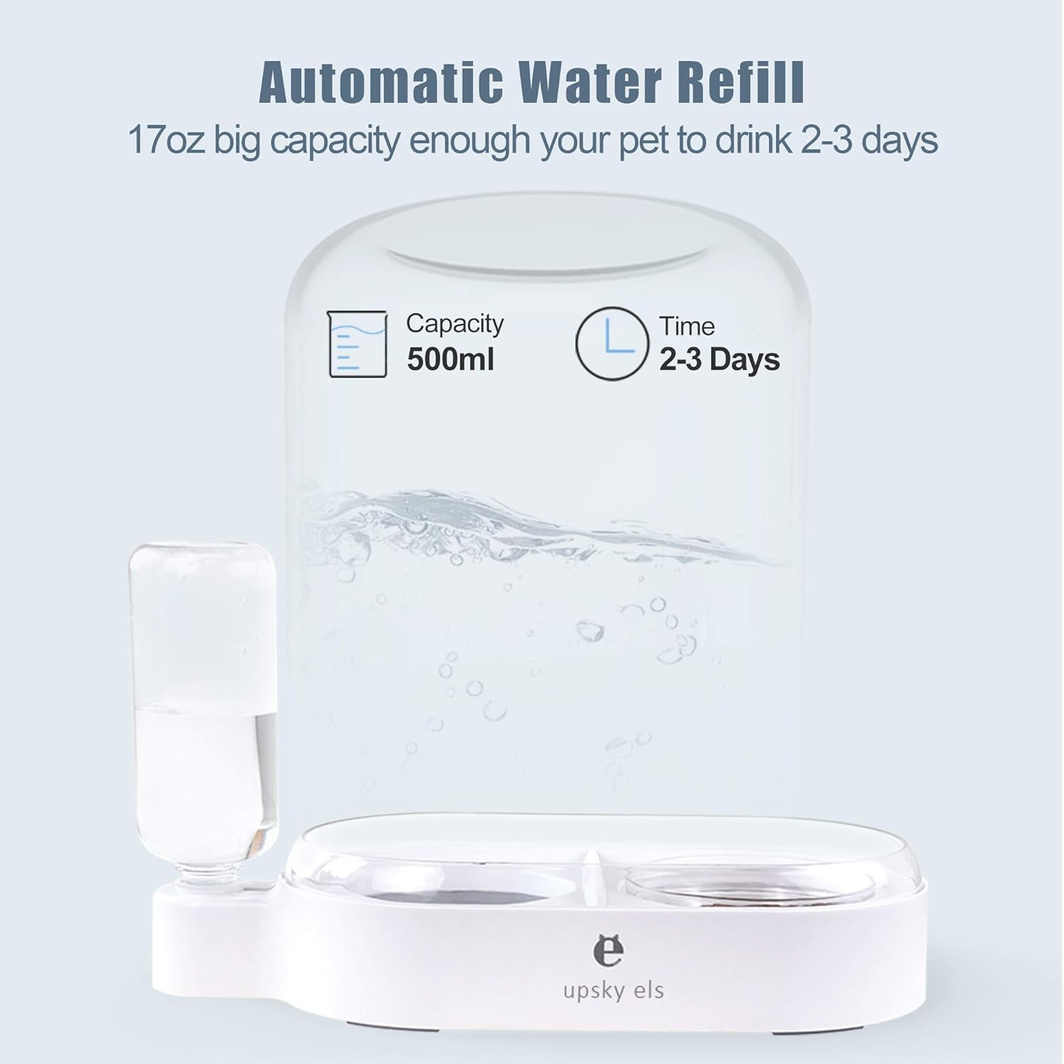 Pet Supplies : UPSKY Double Dog Cat Bowls Pet Automatic Water Dispenser Detachable Dog Glass Feeder Bowl No-Spill Pet Food Water Bowls for Cats and Small Dog : 