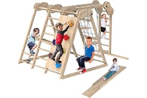 BEENEO Climbing Toys for Toddlers, Jungle Gym, Montessori Playground Sets, Multifunction Toddler Climbing Toys, Indoor Kids Playground with Slides, Climbing / Net, Monkey Bars, Rope Ladders and Swings