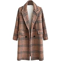Amazon.com: SOMTHRON Women's Plaid Trench Coat Oversize Double