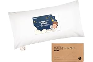 KEABABIES Toddler Pillow with Pillowcase - 10x18 My Little Dreamy Kids Travel Bed Pillows for Sleeping, Organic Cotton Small Pillowcase, Soft & Breathable, Machine Washable, Toddlers 2-5 years old (Soft White)