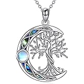 YAFEINI Tree of Life Necklace 925 Sterling Silver Abalone Shell Celtic Knot Pendant Necklace for Women Jewelry