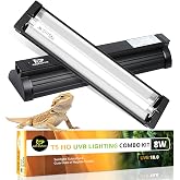 T5 UVB Reptile Light Fixture Combo Kit 8W 10.0 &ndash; Complete HO UVB Light for Reptiles with 12.44" Terrarium Hood, Desert UVB Bulb for Bearded Dragon Gecko Tortoise Lizard &ndash; Easy to Install and Use