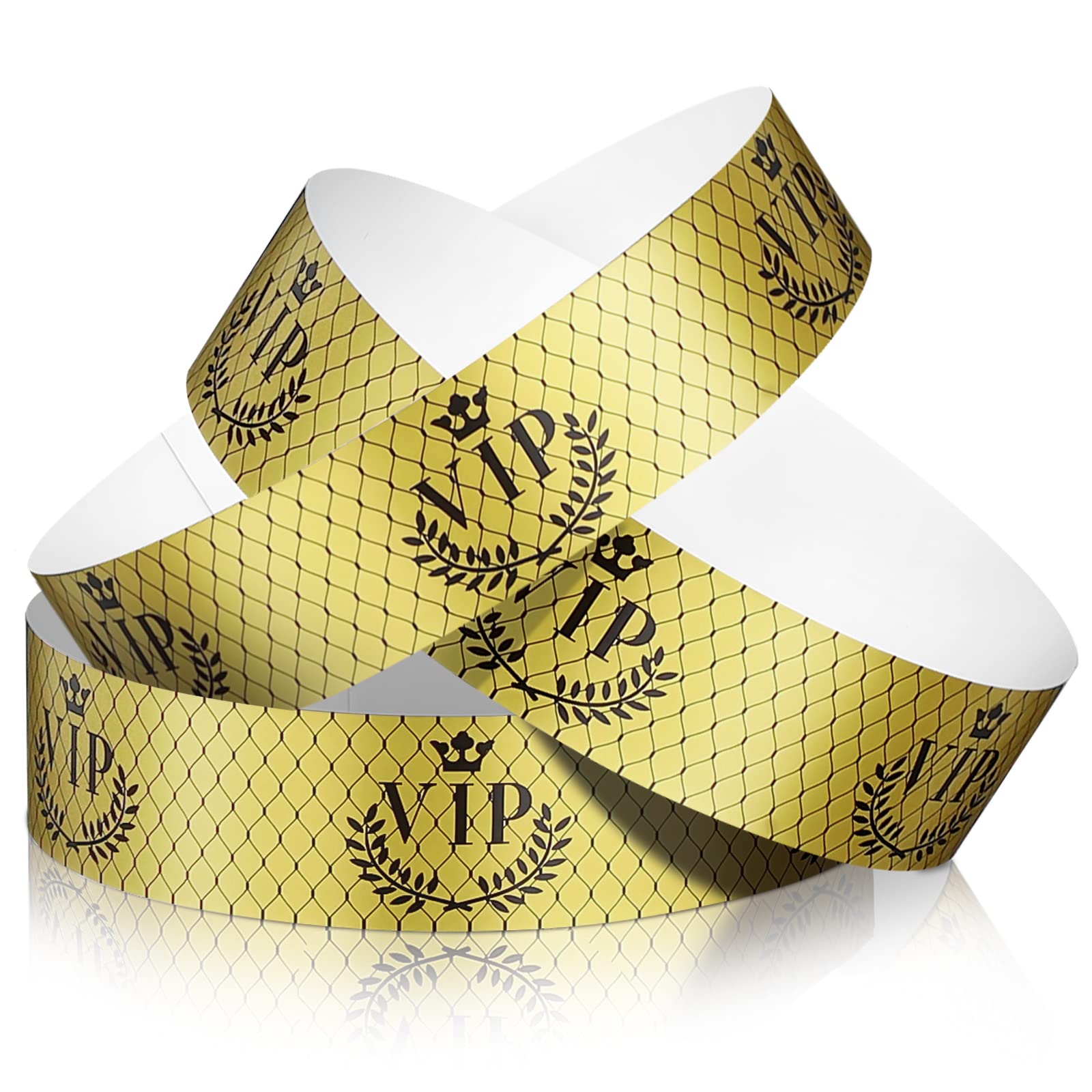 Jadive 500 Pieces Paper Wristbands VIP Plastic Wristbands Waterproof Party Identification Wristbands Party Bracelets for Events Amusement Parks, Club, Concerts, Fairs, Festivals and Events (Gold)