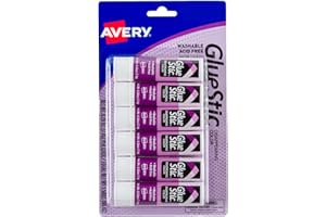 Avery Glue Stick Disappearing Purple Color, Washable, Nontoxic, 0.26 oz. Permanent Glue Stic, 6pk (98096)