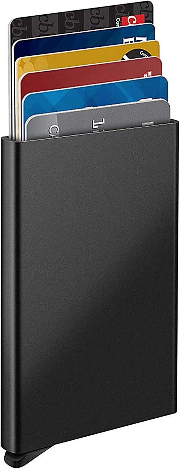 Aluminum Automatic Pop Up RFID Protected Wallet Credit Card Holder Case for Men and Women Black
