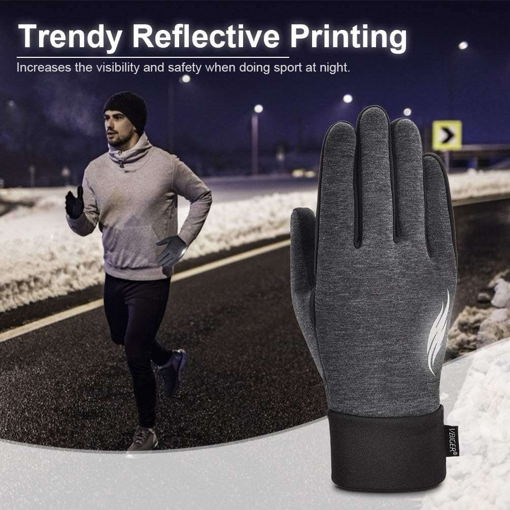 Reflective Sports Gloves Full Finger Winter Gloves Touch Screen Function Warm Running Gloves with Palm Pocket Design: Clothing