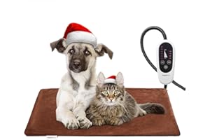 BurgeonNest Pet Heating Pad for Dogs Cats with Timer, 28" x 16" / 18" x 16" Upgraded Electric Heated Dog Cat Pad Temperature Adjustable Pet Bed Warmer Blanket Mat Auto Power-Off